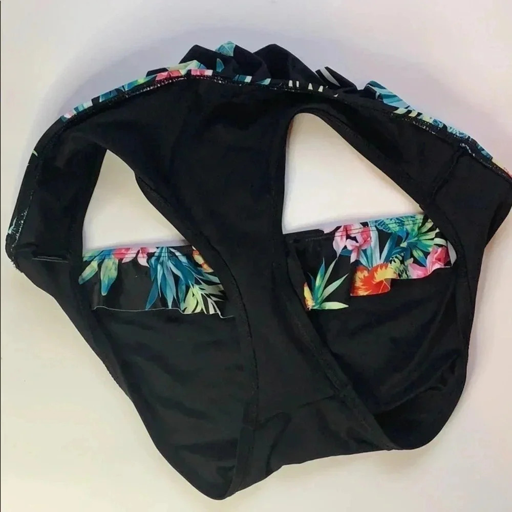 City Streets Swim Bottom Black Floral Trim Sz XL NWT - Picture 10 of 10